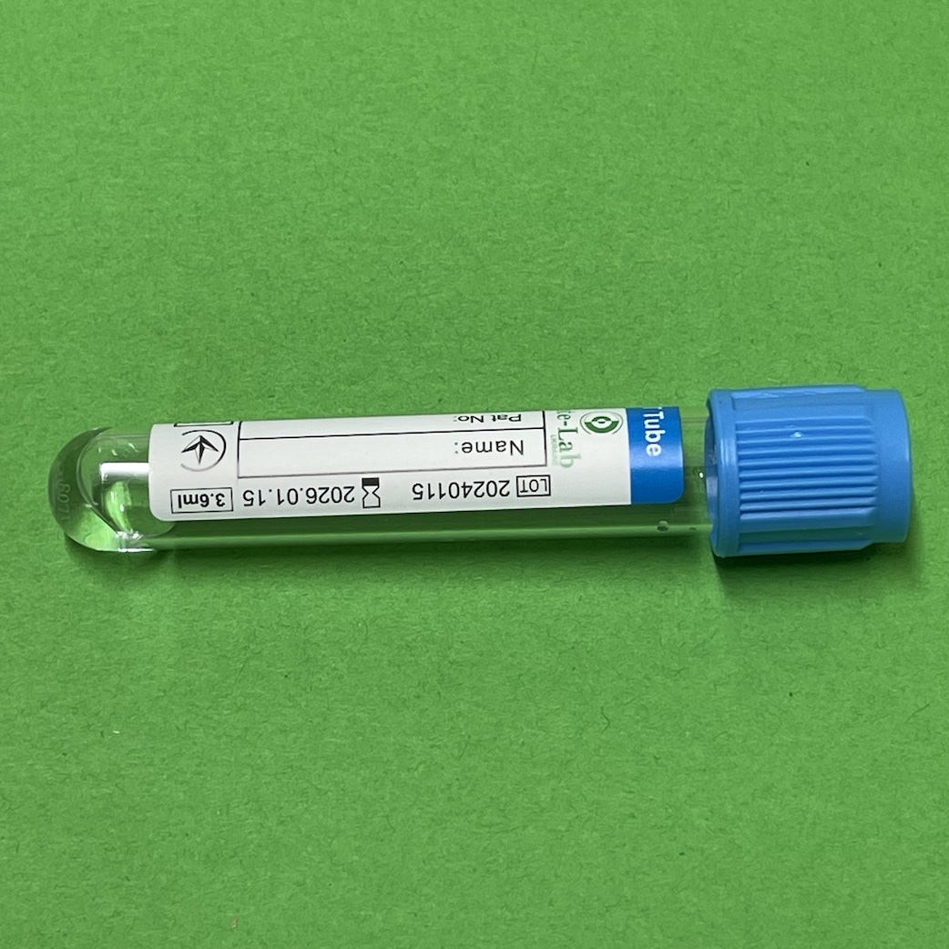 Пробірка вакуумна 13*75 мм, для забору крові 2,7 мл, "SENTE-LAB", стерильна, з цитратом натрію 3,8% для коагулометрії (1:9 0,129 mol/L) для IVD